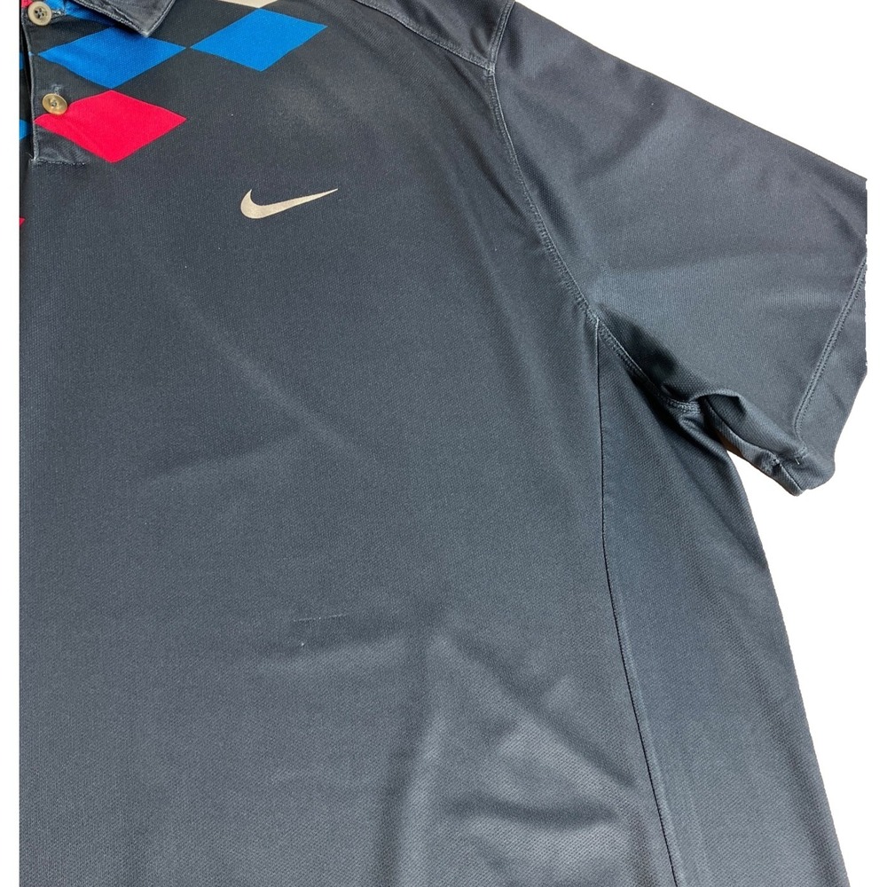 Nike Golf Tour Performance Dri-FIT Polo Shirt Mens XXL Blue Gray Retro Diamond - Picture 9 of 16
